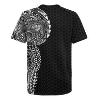 Hawaiian Traditional Tattoos Rugby Jersey Kakau Tribal Tropical Plant Motif Black Color LT03 - Polynesian Pride