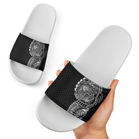 Hawaiian Traditional Tattoos Slide Sandals Kakau Tribal Tropical Plant Motif Black Color LT03 - Polynesian Pride