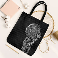 Hawaiian Traditional Tattoos Tote Bag Kakau Tribal Tropical Plant Motif Black Color LT03 Black Strap One Size Black - Polynesian Pride