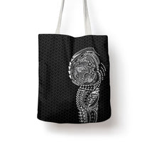 Hawaiian Traditional Tattoos Tote Bag Kakau Tribal Tropical Plant Motif Black Color LT03 - Polynesian Pride