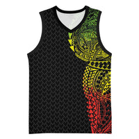 Hawaiian Traditional Tattoos Basketball Jersey Kakau Tribal Tropical Plant Motif Kanaka Maoli Flag Color Inspired LT03 Unisex Multicolor - Polynesian Pride