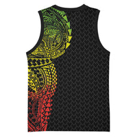 Hawaiian Traditional Tattoos Basketball Jersey Kakau Tribal Tropical Plant Motif Kanaka Maoli Flag Color Inspired LT03 - Polynesian Pride