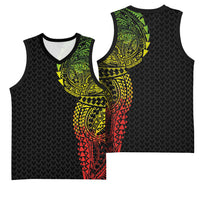 Hawaiian Traditional Tattoos Basketball Jersey Kakau Tribal Tropical Plant Motif Kanaka Maoli Flag Color Inspired LT03 - Polynesian Pride