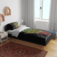 Hawaiian Traditional Tattoos Bedding Set Kakau Tribal Tropical Plant Motif Kanaka Maoli Flag Color Inspired