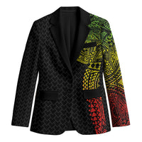 Hawaiian Traditional Tattoos Blazer Kakau Tribal Tropical Plant Motif Kanaka Maoli Flag Color Inspired LT03 Unisex Multicolor - Polynesian Pride