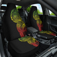 Hawaiian Traditional Tattoos Car Seat Cover Kakau Tribal Tropical Plant Motif Kanaka Maoli Flag Color Inspired LT03 One Size Multicolor - Polynesian Pride