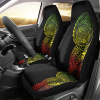 Hawaiian Traditional Tattoos Car Seat Cover Kakau Tribal Tropical Plant Motif Kanaka Maoli Flag Color Inspired LT03 - Polynesian Pride
