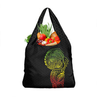 Hawaiian Traditional Tattoos Grocery Bag Kakau Tribal Tropical Plant Motif Kanaka Maoli Flag Color Inspired