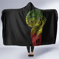 Hawaiian Traditional Tattoos Hooded Blanket Kakau Tribal Tropical Plant Motif Kanaka Maoli Flag Color Inspired LT03 One Size Multicolor - Polynesian Pride