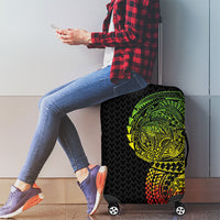 Hawaiian Traditional Tattoos Luggage Cover Kakau Tribal Tropical Plant Motif Kanaka Maoli Flag Color Inspired LT03 - Polynesian Pride