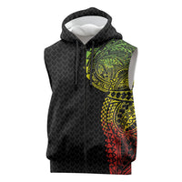 Hawaiian Traditional Tattoos Sleeveless Zip Hoodie Kakau Tribal Tropical Plant Motif Kanaka Maoli Flag Color Inspired LT03 Multicolor - Polynesian Pride