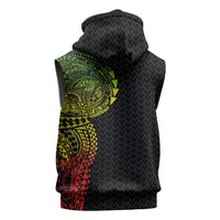 Hawaiian Traditional Tattoos Sleeveless Zip Hoodie Kakau Tribal Tropical Plant Motif Kanaka Maoli Flag Color Inspired LT03 - Polynesian Pride