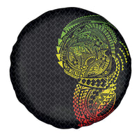 Hawaiian Traditional Tattoos Spare Tire Cover Kakau Tribal Tropical Plant Motif Kanaka Maoli Flag Color Inspired LT03 - Polynesian Pride