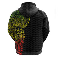Hawaiian Traditional Tattoos Zip Hoodie Kakau Tribal Tropical Plant Motif Kanaka Maoli Flag Color Inspired LT03 - Polynesian Pride