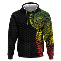 Hawaiian Traditional Tattoos Zip Hoodie Kakau Tribal Tropical Plant Motif Kanaka Maoli Flag Color Inspired LT03 Pullover Hoodie Multicolor - Polynesian Pride