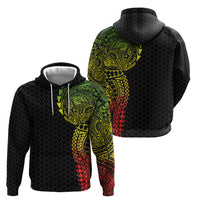 Hawaiian Traditional Tattoos Zip Hoodie Kakau Tribal Tropical Plant Motif Kanaka Maoli Flag Color Inspired LT03 - Polynesian Pride