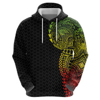 Hawaiian Traditional Tattoos Zip Hoodie Kakau Tribal Tropical Plant Motif Kanaka Maoli Flag Color Inspired LT03 - Polynesian Pride