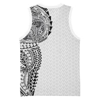 Hawaiian Traditional Tattoos Basketball Jersey Kakau Tribal Tropical Plant Motif White Color LT03 - Polynesian Pride