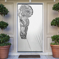 Hawaiian Traditional Tattoos Door Cover Kakau Tribal Tropical Plant Motif White Color LT03 White - Polynesian Pride