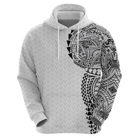 Hawaiian Traditional Tattoos Hoodie Kakau Tribal Tropical Plant Motif White Color LT03 - Polynesian Pride