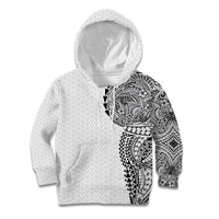 Hawaiian Traditional Tattoos Kid Hoodie Kakau Tribal Tropical Plant Motif White Color LT03 Hoodie White - Polynesian Pride