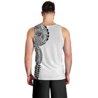 Hawaiian Traditional Tattoos Men Tank Top Kakau Tribal Tropical Plant Motif White Color LT03 - Polynesian Pride