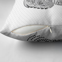 Hawaiian Traditional Tattoos Pillow Cover Kakau Tribal Tropical Plant Motif White Color
