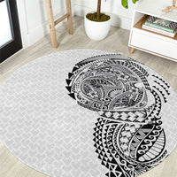 Hawaiian Traditional Tattoos Round Carpet Kakau Tribal Tropical Plant Motif White Color LT03 White - Polynesian Pride