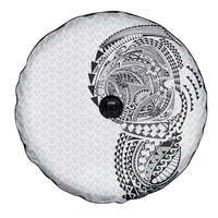 Hawaiian Traditional Tattoos Spare Tire Cover Kakau Tribal Tropical Plant Motif White Color LT03 - Polynesian Pride