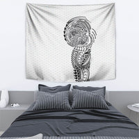 Hawaiian Traditional Tattoos Tapestry Kakau Tribal Tropical Plant Motif White Color