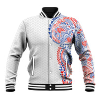Hawaiian Traditional Tattoos Baseball Jacket Kakau Tribal Tropical Plant Motif Hawaii Flag Color Inspired LT03 Unisex Multicolor - Polynesian Pride