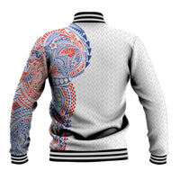 Hawaiian Traditional Tattoos Baseball Jacket Kakau Tribal Tropical Plant Motif Hawaii Flag Color Inspired LT03 - Polynesian Pride