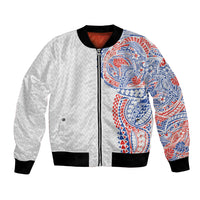 Hawaiian Traditional Tattoos Bomber Jacket Kakau Tribal Tropical Plant Motif Hawaii Flag Color Inspired LT03 Unisex Multicolor - Polynesian Pride