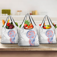 Hawaiian Traditional Tattoos Grocery Bag Kakau Tribal Tropical Plant Motif Hawaii Flag Color Inspired LT03 3-pack One Size Multicolor - Polynesian Pride