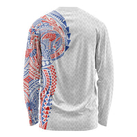 Hawaiian Traditional Tattoos Long Sleeve Shirt Kakau Tribal Tropical Plant Motif Hawaii Flag Color Inspired LT03 - Polynesian Pride