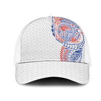 Hawaiian Traditional Tattoos Mesh Trucker Cap Kakau Tribal Tropical Plants Motif Hawaii Flag Color Inspired LT03 One Size White Multicolor - Polynesian Pride