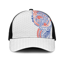 Hawaiian Traditional Tattoos Mesh Trucker Cap Kakau Tribal Tropical Plants Motif Hawaii Flag Color Inspired LT03 One Size Black Multicolor - Polynesian Pride