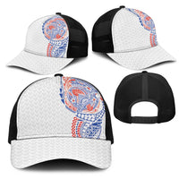 Hawaiian Traditional Tattoos Mesh Trucker Cap Kakau Tribal Tropical Plants Motif Hawaii Flag Color Inspired LT03 - Polynesian Pride