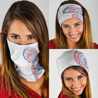 Hawaiian Traditional Tattoos Neck Gaiter Kakau Tribal Tropical Plant Motif Hawaii Flag Color Inspired LT03 - Polynesian Pride
