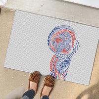 Hawaiian Traditional Tattoos Rubber Doormat Kakau Tribal Tropical Plant Motif Hawaii Flag Color Inspired LT03 - Polynesian Pride