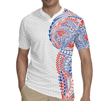 Hawaiian Traditional Tattoos Rugby Jersey Kakau Tribal Tropical Plant Motif Hawaii Flag Color Inspired LT03 - Polynesian Pride