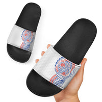 Hawaiian Traditional Tattoos Slide Sandals Kakau Tribal Tropical Plant Motif Hawaii Flag Color Inspired LT03 - Polynesian Pride