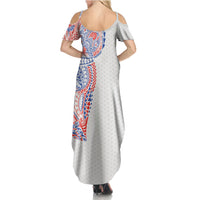 Hawaiian Traditional Tattoos Summer Maxi Dress Kakau Tribal Tropical Plant Motif Hawaii Flag Color Inspired LT03 - Polynesian Pride