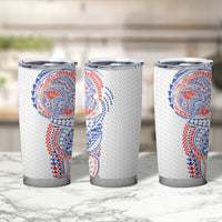 Hawaiian Traditional Tattoos Tumbler Cup Kakau Tribal Tropical Plant Motif Hawaii Flag Color Inspired LT03 - Polynesian Pride