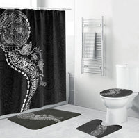 Hawaiian Kakau Tribal Sea Animals Tattoos Bathroom Set Black Color