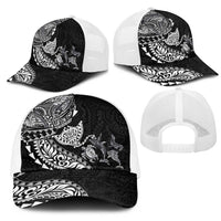 Hawaiian Kakau Tribal Sea Animals Tattoos Mesh Trucker Cap Black Color