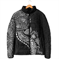Hawaiian Kakau Tribal Sea Animals Tattoos Padded Jacket Black Color