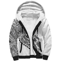 Hawaiian Kakau Tribal Sea Animals Tattoos Sherpa Hoodie White Color LT03 Unisex White - Polynesian Pride