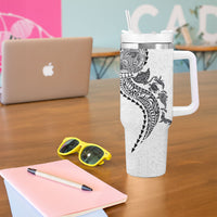Hawaiian Kakau Tribal Sea Animals Tattoos Tumbler With Handle White Color