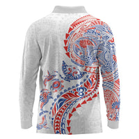 Hawaiian Kakau Tribal Sea Animals Tattoos Long Sleeve Polo Shirt Hawaii Flag Color Inspired LT03 - Polynesian Pride